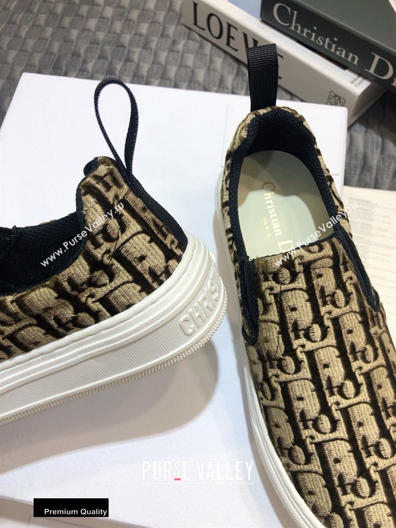 Dior Oblique Embroidered Velvet Solar Slip-On Sneakers Coffee 2020 (jincheng-20093048)