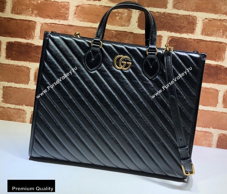 Gucci GG Marmont Medium Tote Bag ‎627332 Black 2020 (delihang-20093009)