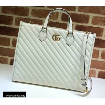 Gucci GG Marmont Medium Tote Bag ‎627332 White 2020 (delihang-20093011)