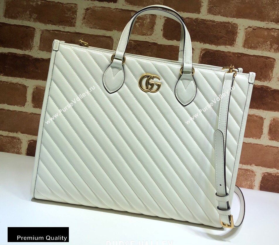 Gucci GG Marmont Medium Tote Bag ‎627332 White 2020 (delihang-20093011)