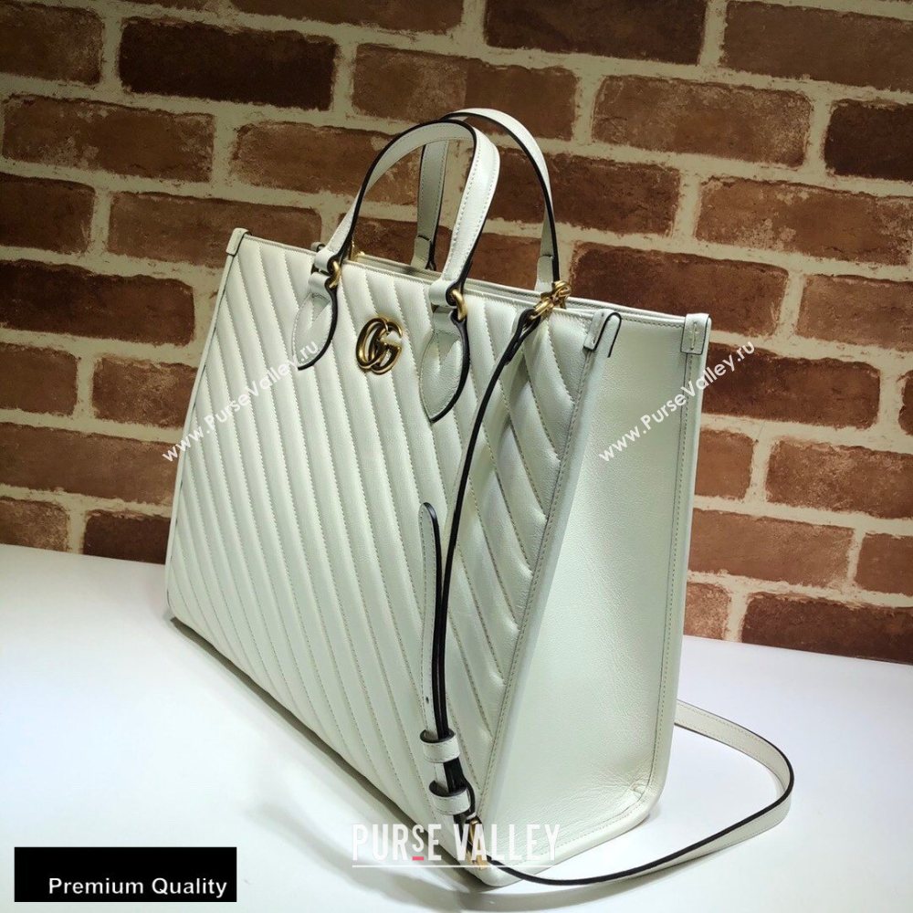 Gucci GG Marmont Medium Tote Bag ‎627332 White 2020 (delihang-20093011)