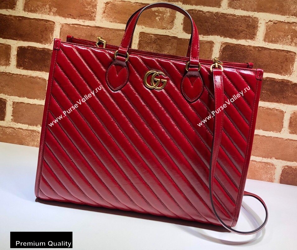 Gucci GG Marmont Medium Tote Bag ‎627332 Red 2020 (delihang-20093010)