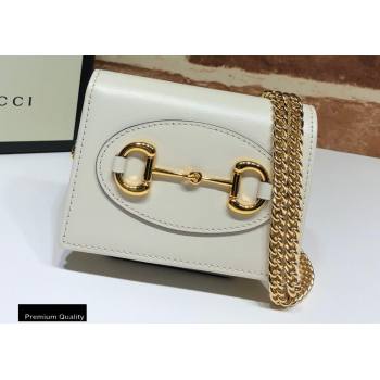 Gucci 1955 Horsebit Small Wallet with Chain Bag 623180 Leather White 2020 (delihang-20093008)