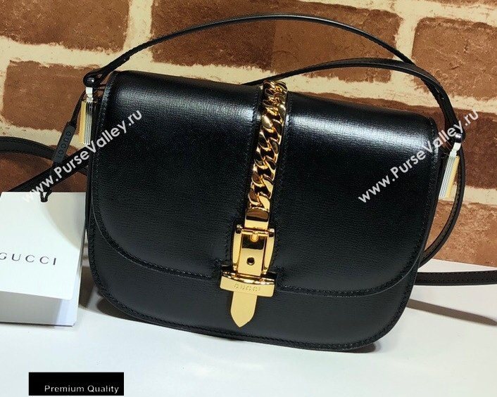 Gucci Sylvie 1969 Mini Shoulder Bag 615965 Black 2020 (delihang-20093001)