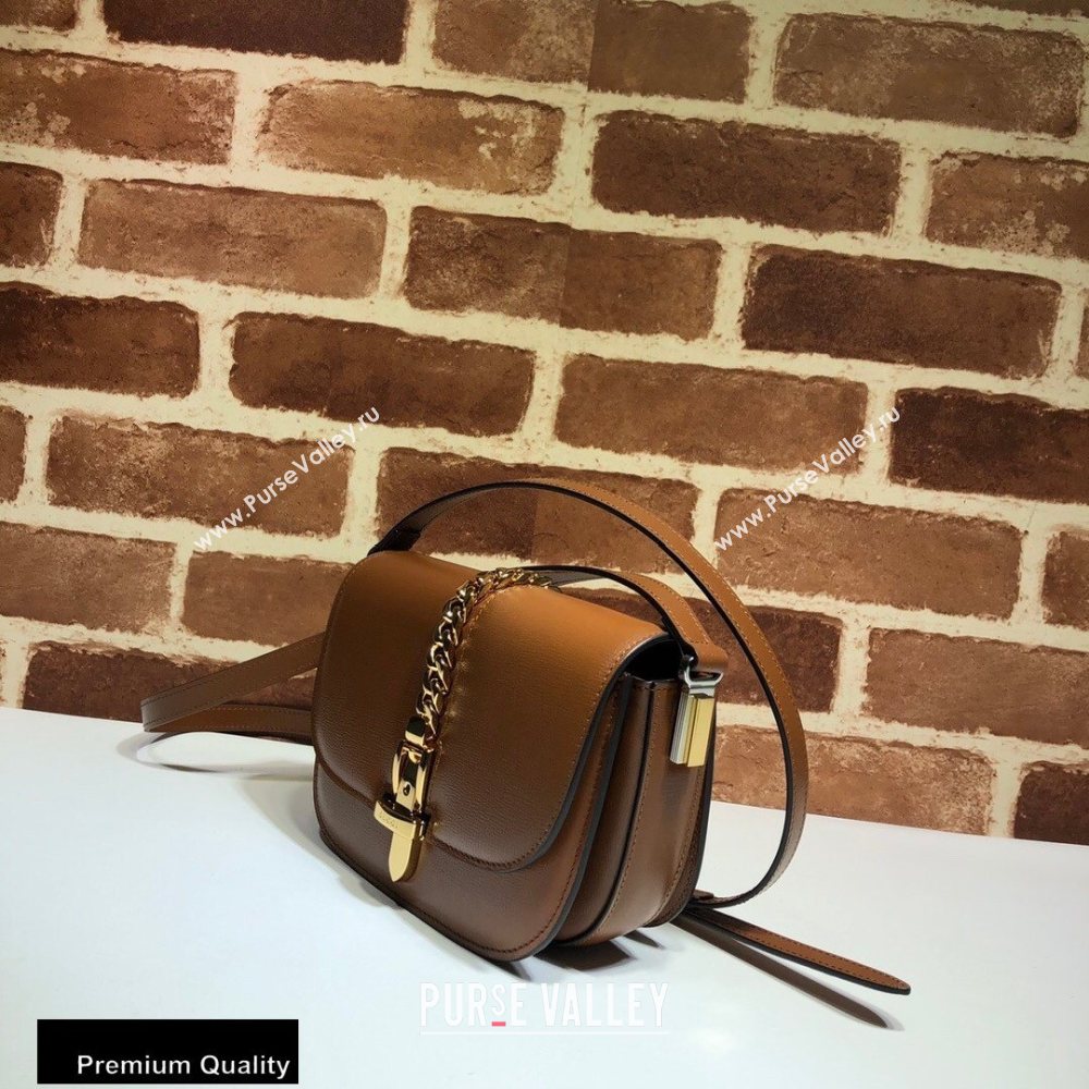 Gucci Sylvie 1969 Mini Shoulder Bag 615965 Brown 2020 (delihang-20093003)