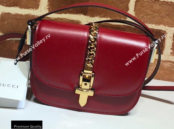 Gucci Sylvie 1969 Mini Shoulder Bag 615965 Red 2020 (delihang-20093005)