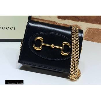 Gucci 1955 Horsebit Small Wallet with Chain Bag 623180 Leather Black 2020 (delihang-20093007)