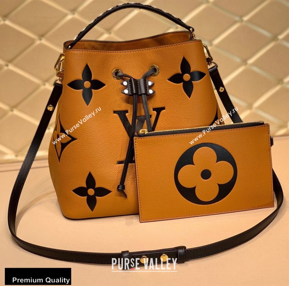 Louis Vuitton LV Crafty NeoNoe MM Bucket Bag Braided Top Handle M56888 Caramel 2020 ( kiki-20100707)