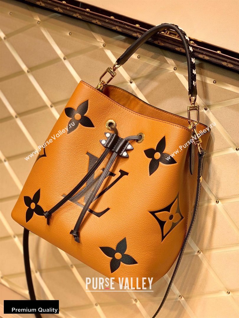 Louis Vuitton LV Crafty NeoNoe MM Bucket Bag Braided Top Handle M56888 Caramel 2020 ( kiki-20100707)