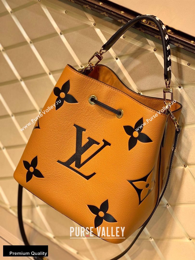 Louis Vuitton LV Crafty NeoNoe MM Bucket Bag Braided Top Handle M56888 Caramel 2020 ( kiki-20100707)