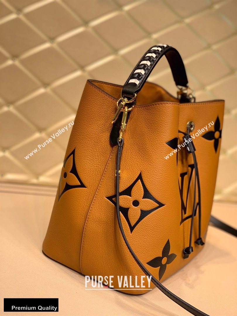 Louis Vuitton LV Crafty NeoNoe MM Bucket Bag Braided Top Handle M56888 Caramel 2020 ( kiki-20100707)