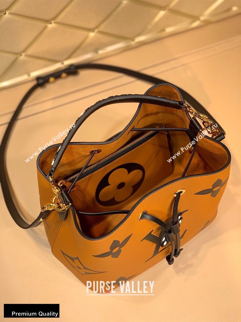 Louis Vuitton LV Crafty NeoNoe MM Bucket Bag Braided Top Handle M56888 Caramel 2020 ( kiki-20100707)