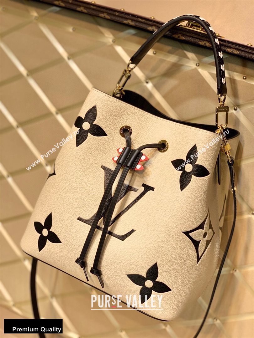 Louis Vuitton LV Crafty NeoNoe MM Bucket Bag Braided Top Handle M56889 Creme 2020 (kiki-20100706)