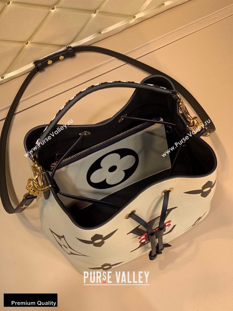 Louis Vuitton LV Crafty NeoNoe MM Bucket Bag Braided Top Handle M56889 Creme 2020 (kiki-20100706)