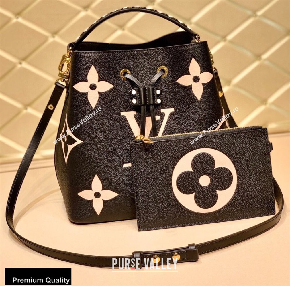 Louis Vuitton LV Crafty NeoNoe MM Bucket Bag Braided Top Handle M56890 Black 2020 (kiki-20100705)