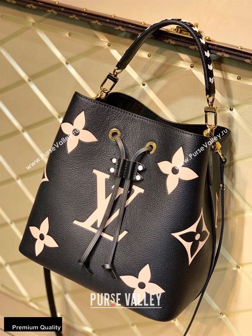 Louis Vuitton LV Crafty NeoNoe MM Bucket Bag Braided Top Handle M56890 Black 2020 (kiki-20100705)