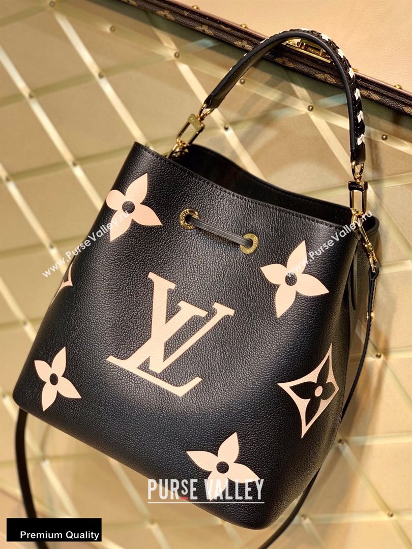 Louis Vuitton LV Crafty NeoNoe MM Bucket Bag Braided Top Handle M56890 Black 2020 (kiki-20100705)
