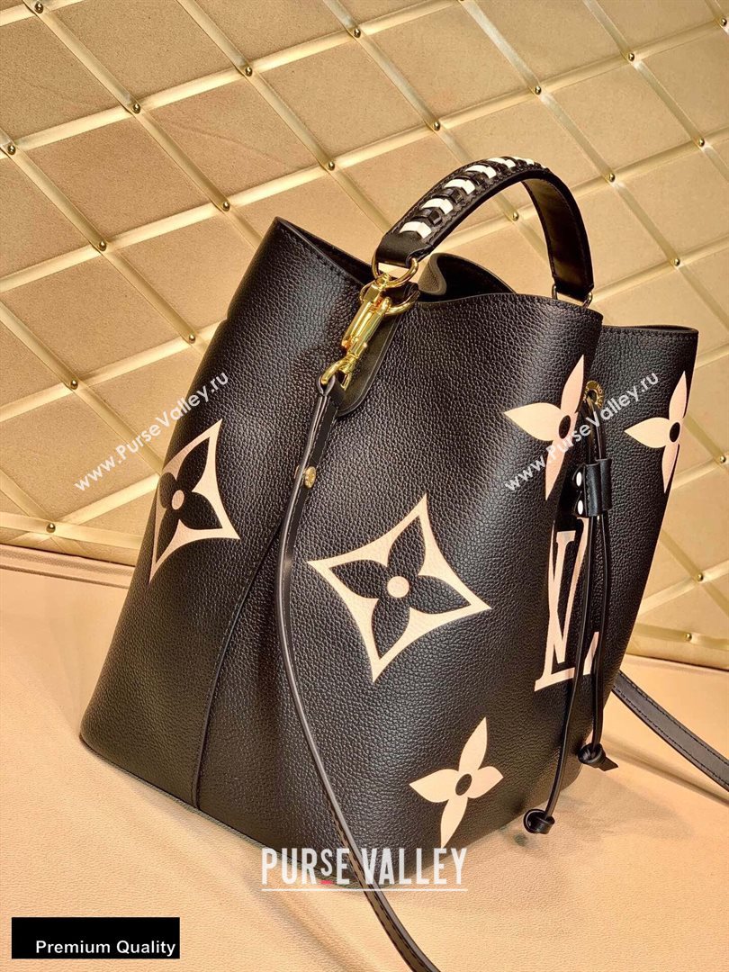 Louis Vuitton LV Crafty NeoNoe MM Bucket Bag Braided Top Handle M56890 Black 2020 (kiki-20100705)
