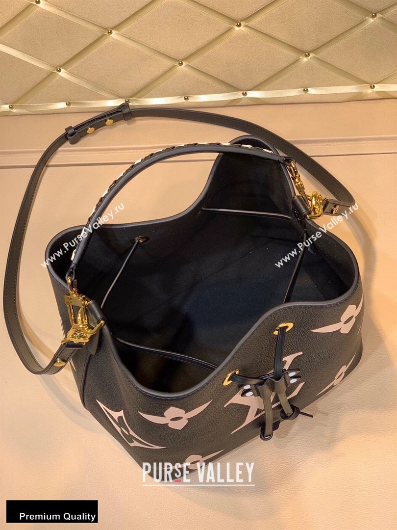 Louis Vuitton LV Crafty NeoNoe MM Bucket Bag Braided Top Handle M56890 Black 2020 (kiki-20100705)