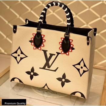 Louis Vuitton LV Crafty Onthego MM Tote Bag Braided Top Handle M45375 Creme 2020 (kiki-20100704)