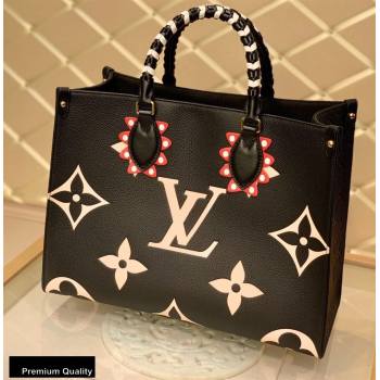 Louis Vuitton LV Crafty Onthego MM Tote Bag Braided Top Handle M45375 Black 2020 (kiki-20100703)