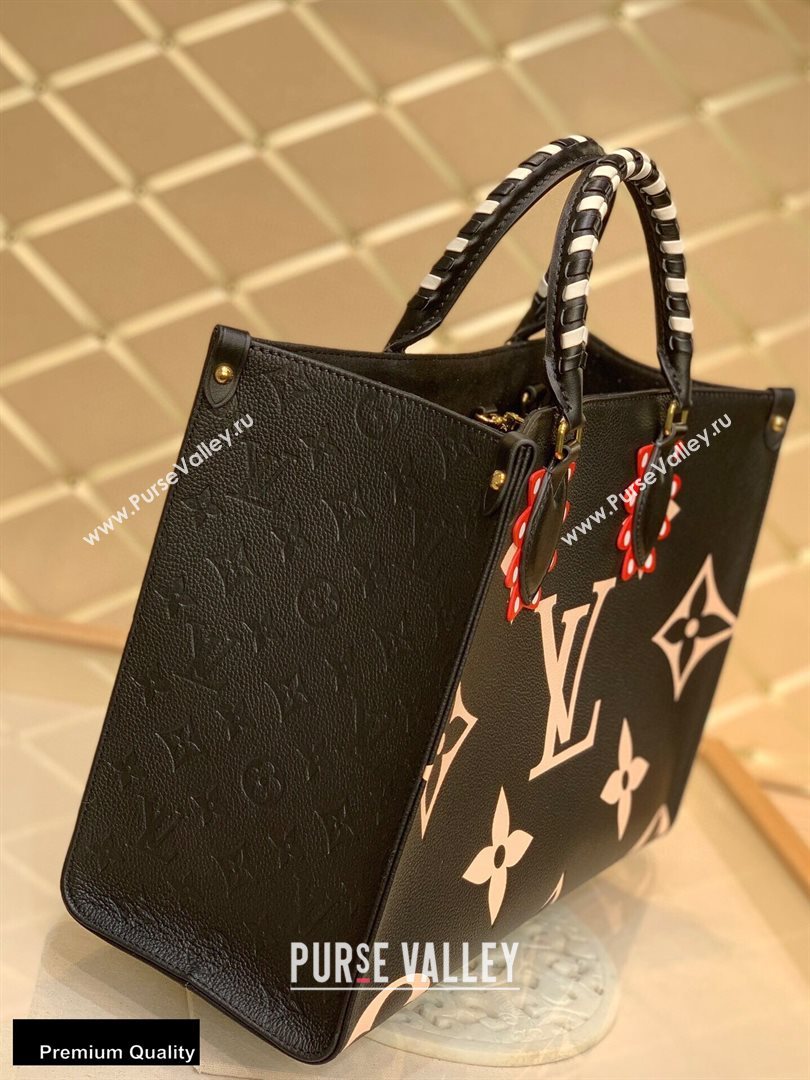 Louis Vuitton LV Crafty Onthego MM Tote Bag Braided Top Handle M45375 Black 2020 (kiki-20100703)