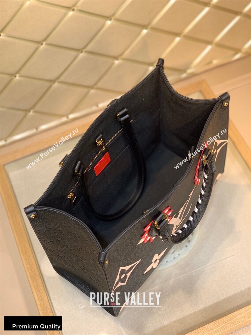 Louis Vuitton LV Crafty Onthego MM Tote Bag Braided Top Handle M45375 Black 2020 (kiki-20100703)