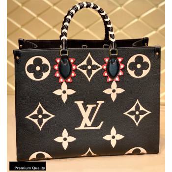 Louis Vuitton LV Crafty Onthego GM Tote Bag Braided Top Handle M45373 Black 2020 (kiki-20100701)