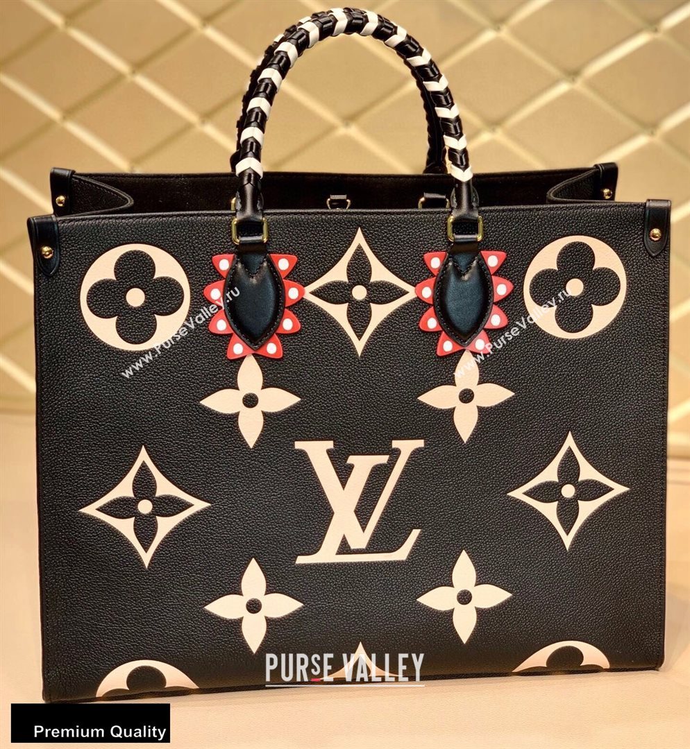 Louis Vuitton LV Crafty Onthego GM Tote Bag Braided Top Handle M45373 Black 2020 (kiki-20100701)