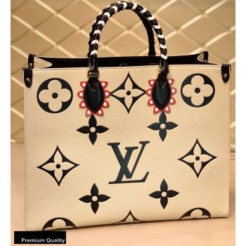 Louis Vuitton LV Crafty Onthego GM Tote Bag Braided Top Handle M45372 Creme 2020 (kiki-20100702)