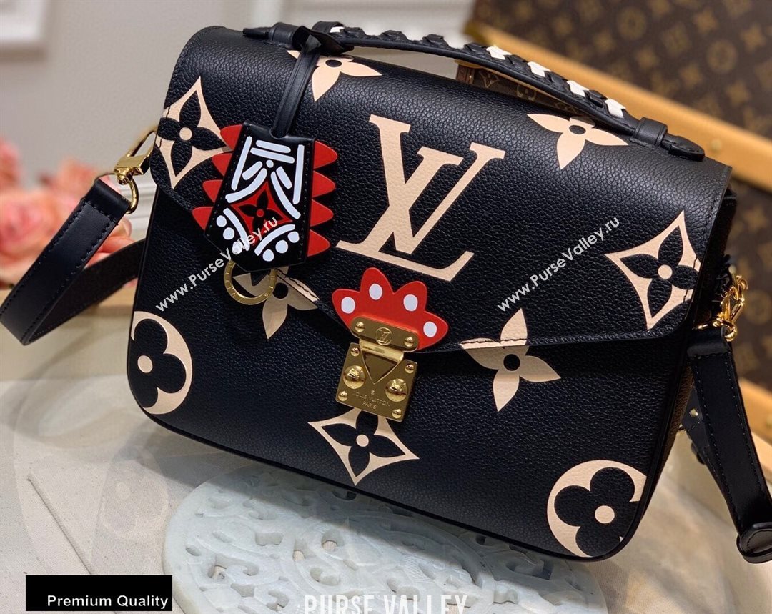 Louis Vuitton LV Crafty Pochette Metis Bag Braided Top Handle M45385 Black 2020 (kiki-20100708)