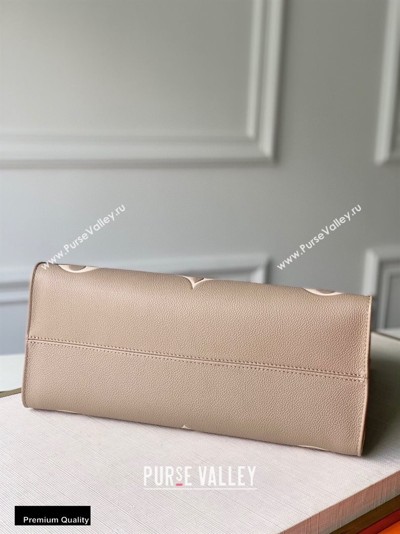 Louis Vuitton Grained Leather OnTheGo MM Tote Bag M45494 Tourterelle Gray 2020 (kiki-20100718)