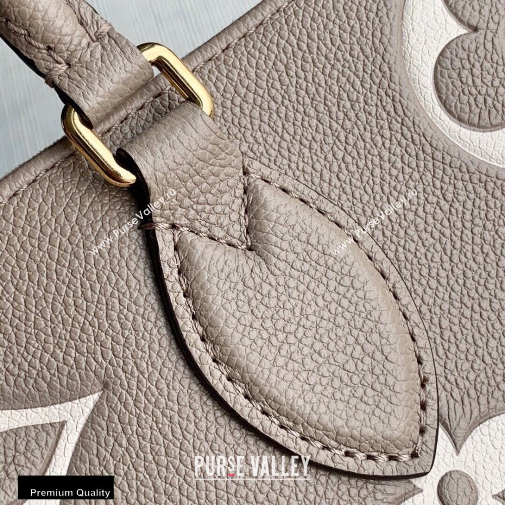 Louis Vuitton Grained Leather OnTheGo MM Tote Bag M45494 Tourterelle Gray 2020 (kiki-20100718)