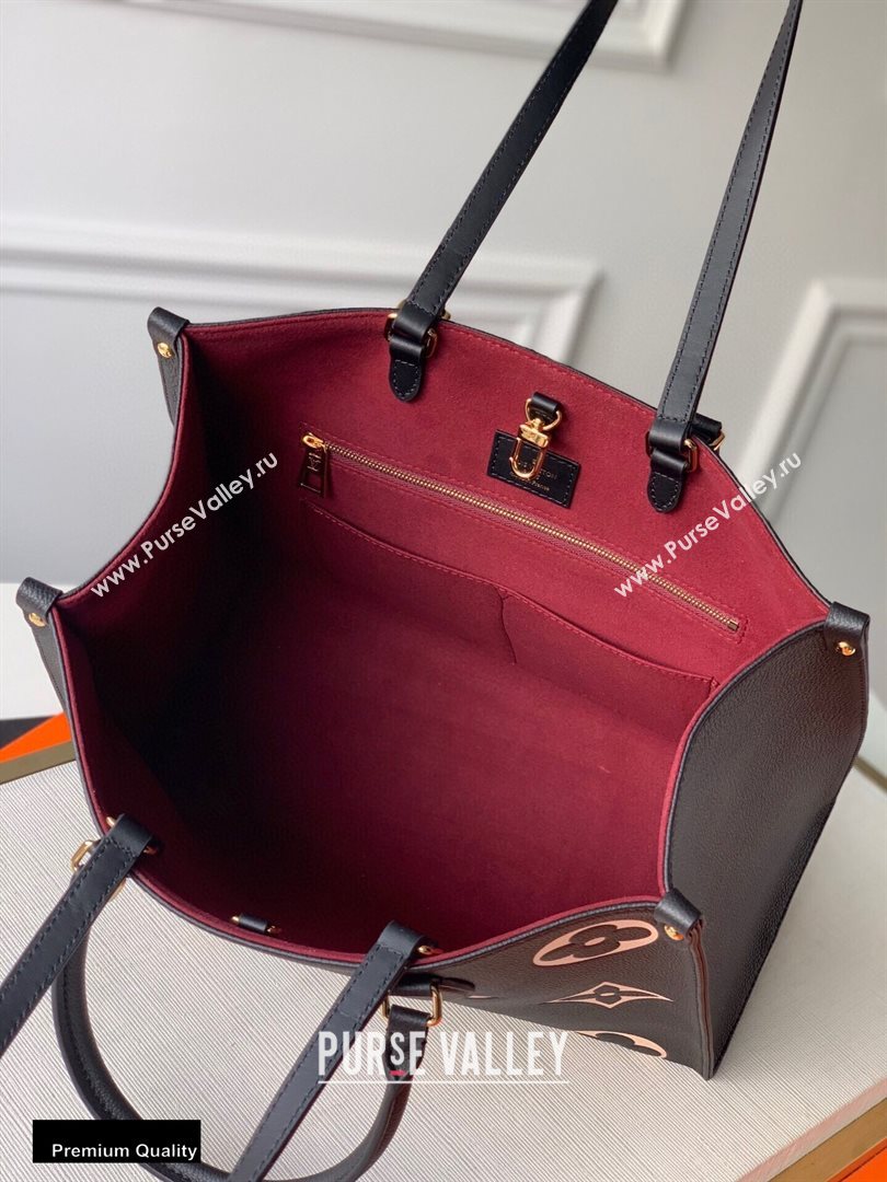 Louis Vuitton Grained Leather OnTheGo MM Tote Bag M45495 Black 2020 (kiki-20100717)