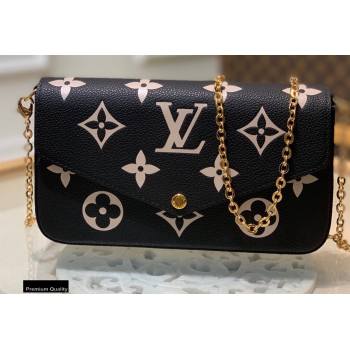 Louis Vuitton Grained Leather Felicie Pochette Bag M69977 Black 2020 (kiki-20100719)