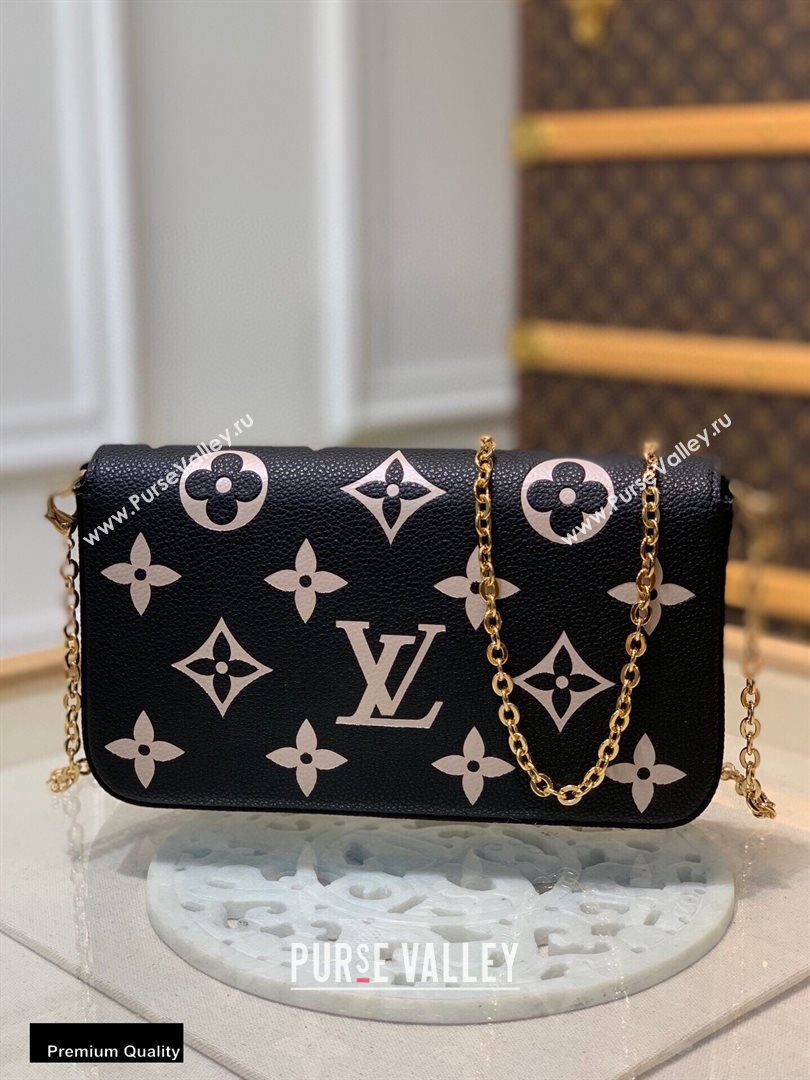 Louis Vuitton Grained Leather Felicie Pochette Bag M69977 Black 2020 (kiki-20100719)