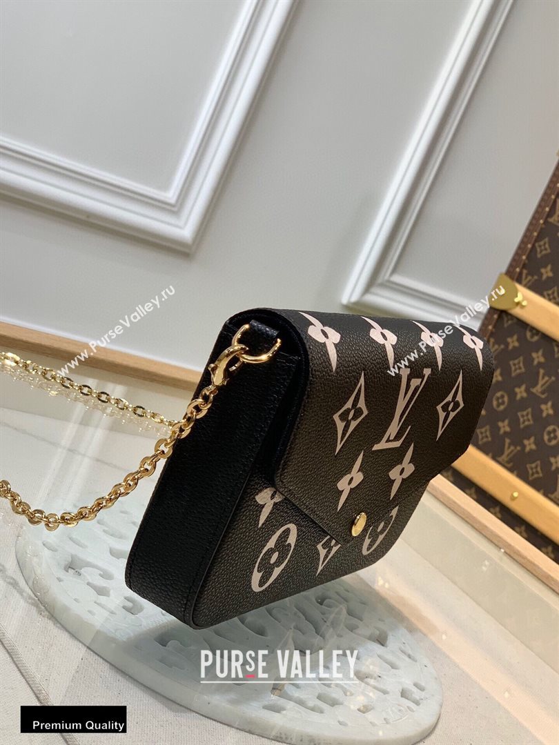 Louis Vuitton Grained Leather Felicie Pochette Bag M69977 Black 2020 (kiki-20100719)