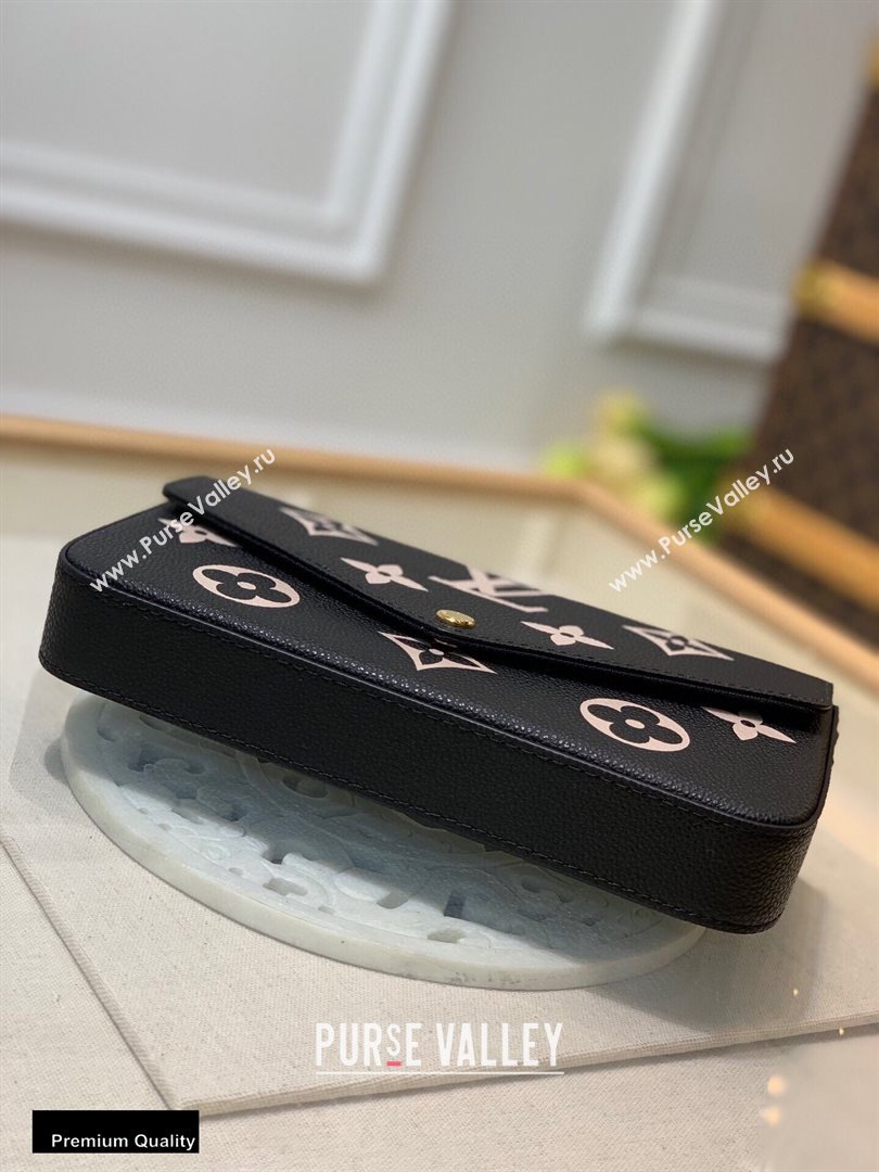 Louis Vuitton Grained Leather Felicie Pochette Bag M69977 Black 2020 (kiki-20100719)