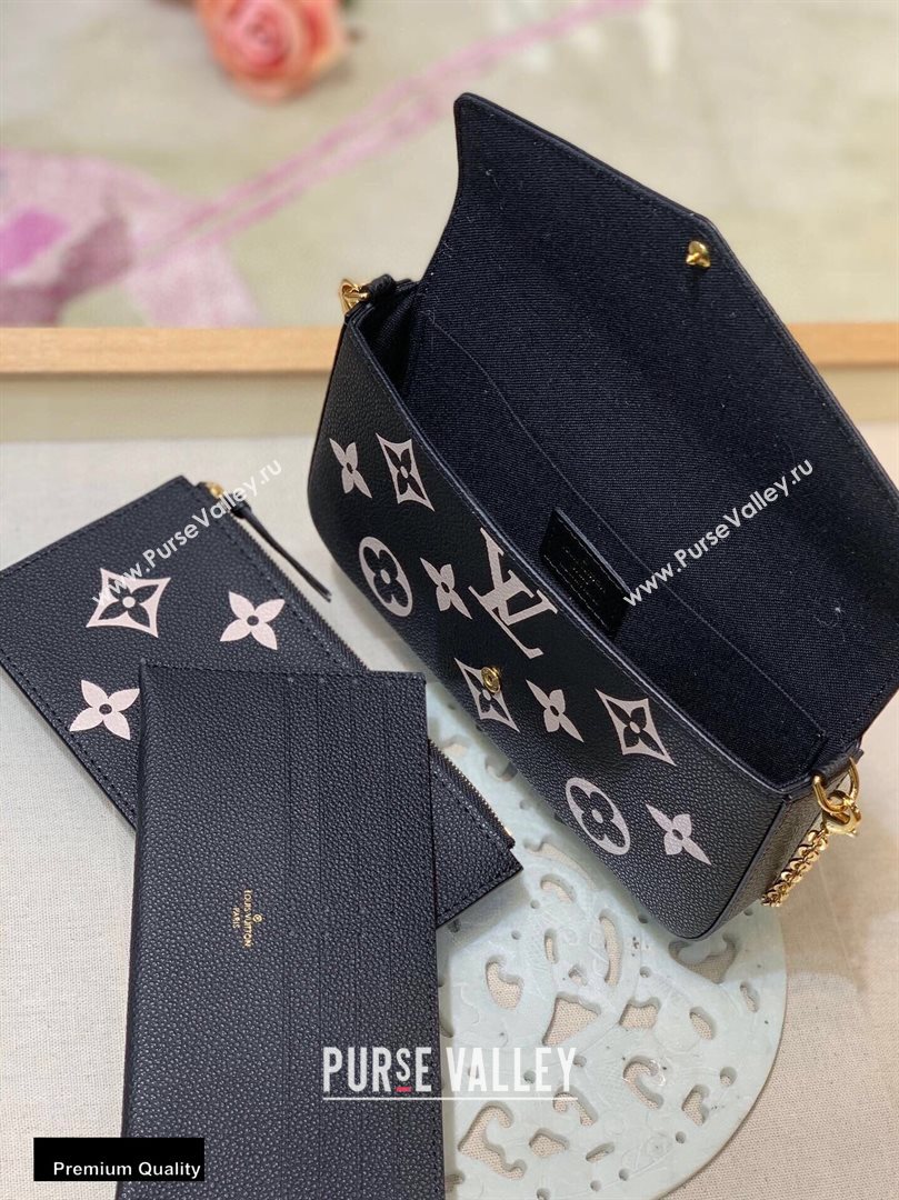 Louis Vuitton Grained Leather Felicie Pochette Bag M69977 Black 2020 (kiki-20100719)