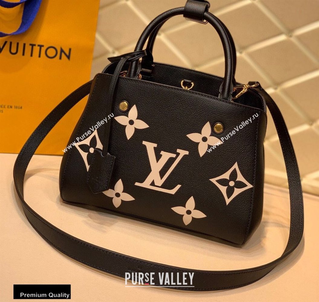 Louis Vuitton Grained Leather Montaigne BB Bag M45489 Black 2020 (kiki-20100715)