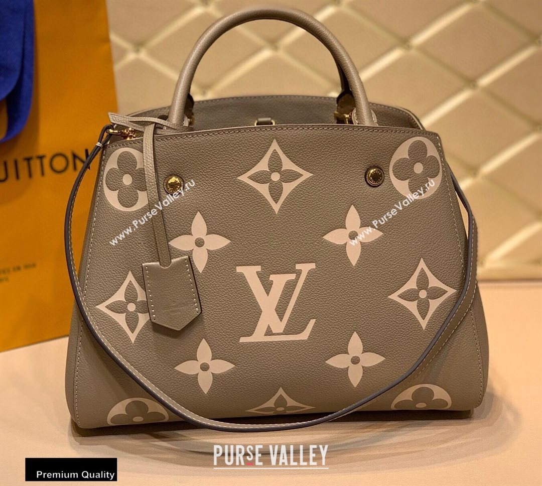 Louis Vuitton Grained Leather Montaigne MM Bag M45499 Tourterelle Gray 2020 (kiki-20100714)