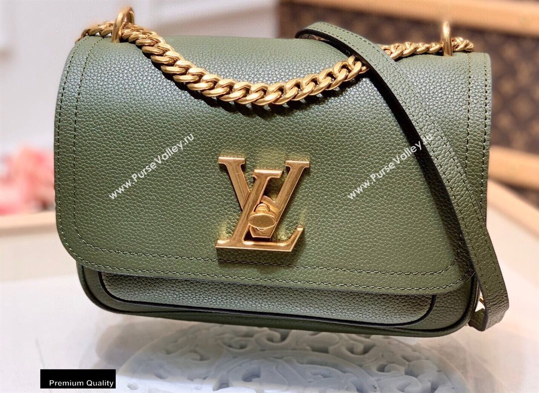 Louis Vuitton Grained Calf Leather Lockme Chain PM Bag M57067 Khaki Green 2020 (kiki-20100721)