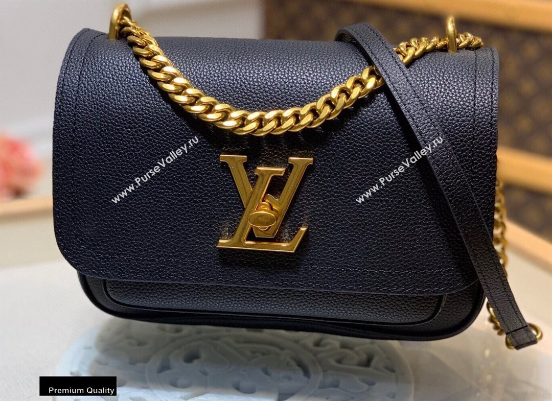 Louis Vuitton Grained Calf Leather Lockme Chain PM Bag M57073 Black 2020 (kiki-20100722)