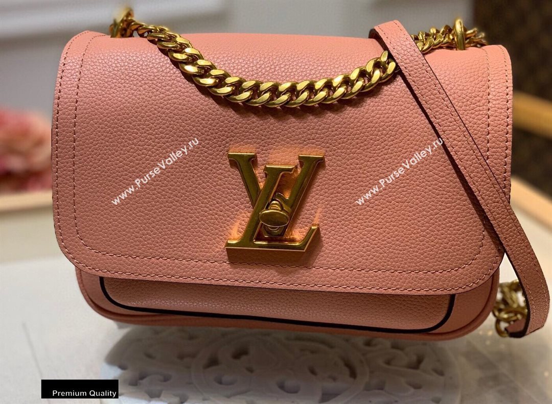 Louis Vuitton Grained Calf Leather Lockme Chain PM Bag M57071 Rose des Sables Pink 2020 (kiki-20100724)