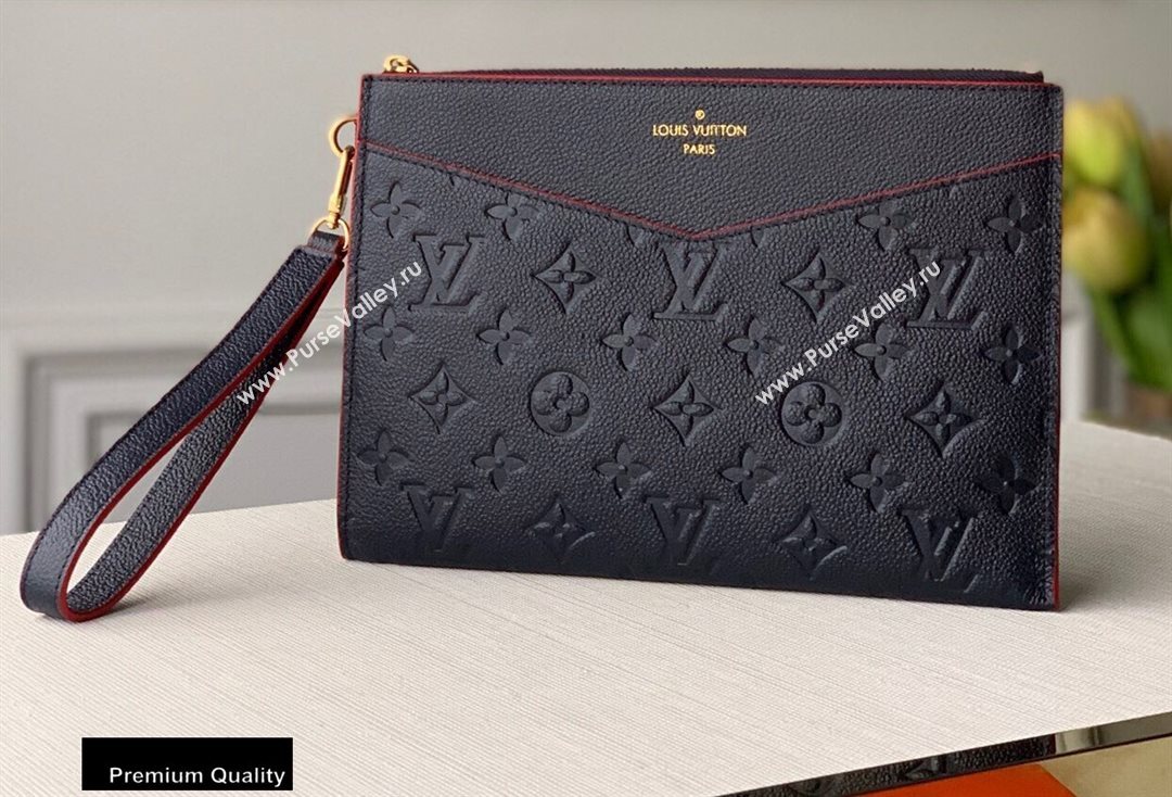 Louis Vuitton Monogram Empreinte Pochette Melanie MM Pouch Clutch Bag M68706 Marine Rouge 2020 (kiki-20100828)