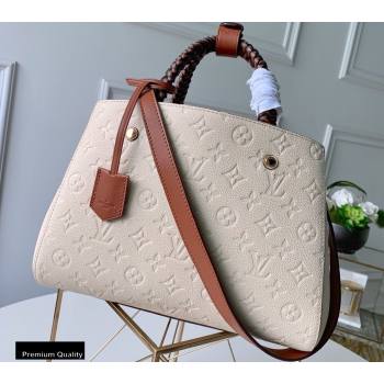 Louis Vuitton Monogram Empreinte Montaigne MM Bag Braided Handle M53939 Creme Beige and Caramel 2020 (kiki-20100840)