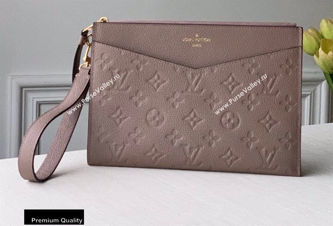 Louis Vuitton Monogram Empreinte Pochette Melanie MM Pouch Clutch Bag M68707 Tourterelle Beige 2020 (kiki-20100829)