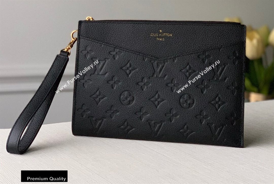 Louis Vuitton Monogram Empreinte Pochette Melanie MM Pouch Clutch Bag M68705 Black 2020 (kiki-20100827)