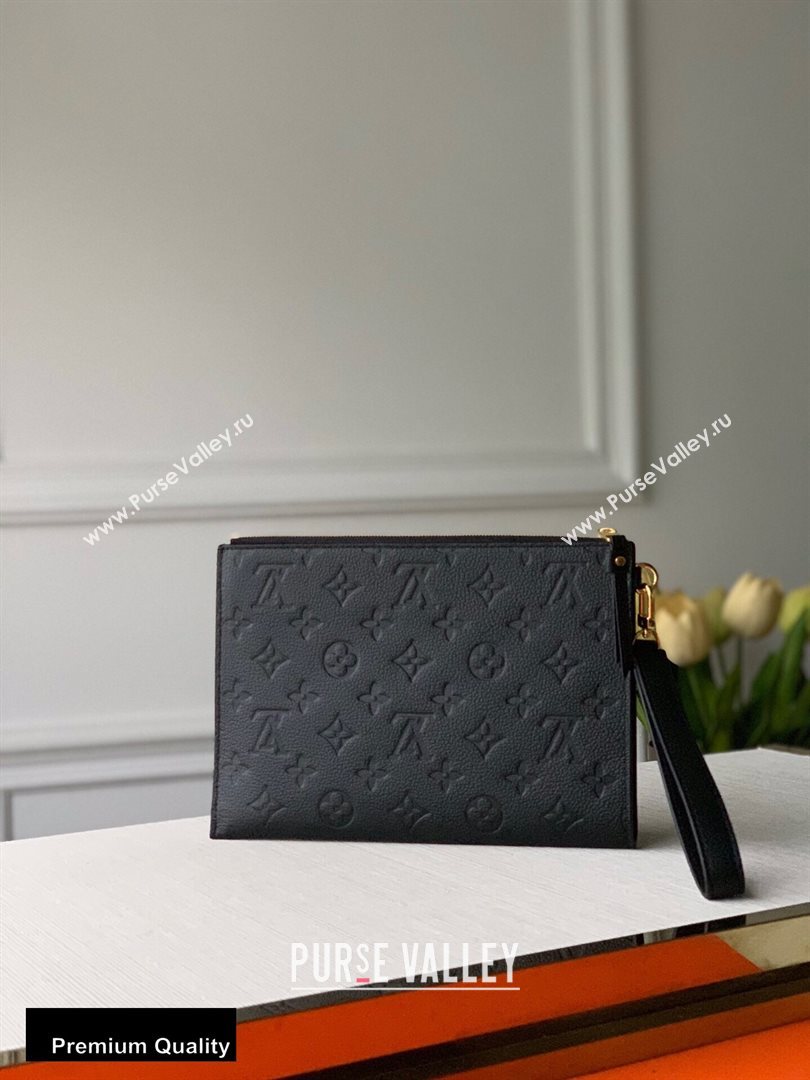 Louis Vuitton Monogram Empreinte Pochette Melanie MM Pouch Clutch Bag M68705 Black 2020 (kiki-20100827)