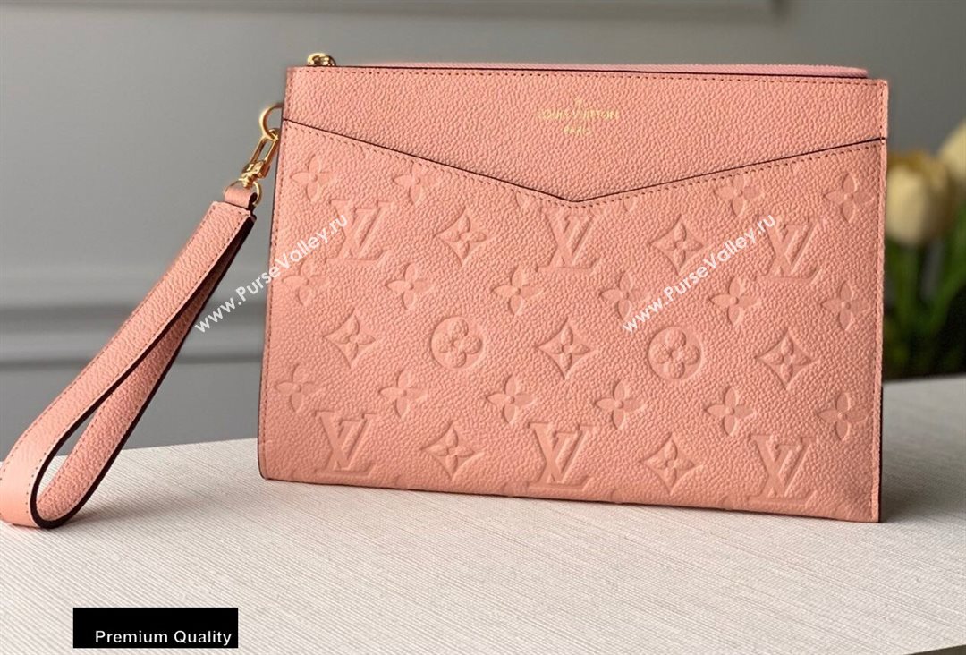Louis Vuitton Monogram Empreinte Pochette Melanie MM Pouch Clutch Bag Pink 2020 (kiki-20100831)